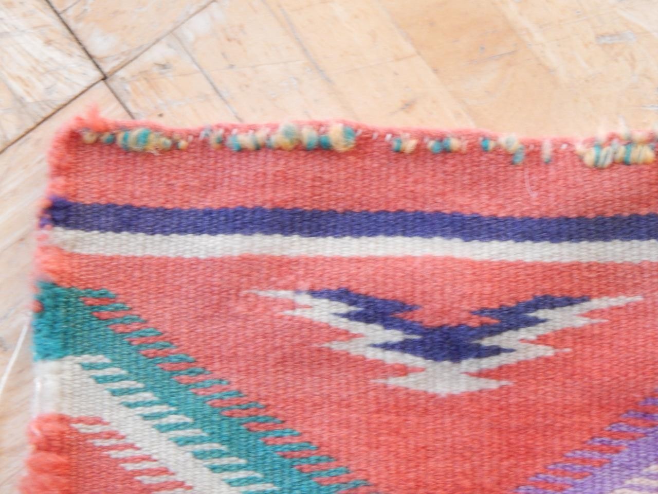 ANTIQUE 6 COLOR GERMANTOWN NAVAJO INDIAN RUG - 16.5 X 24.5" - NO RESERVE !