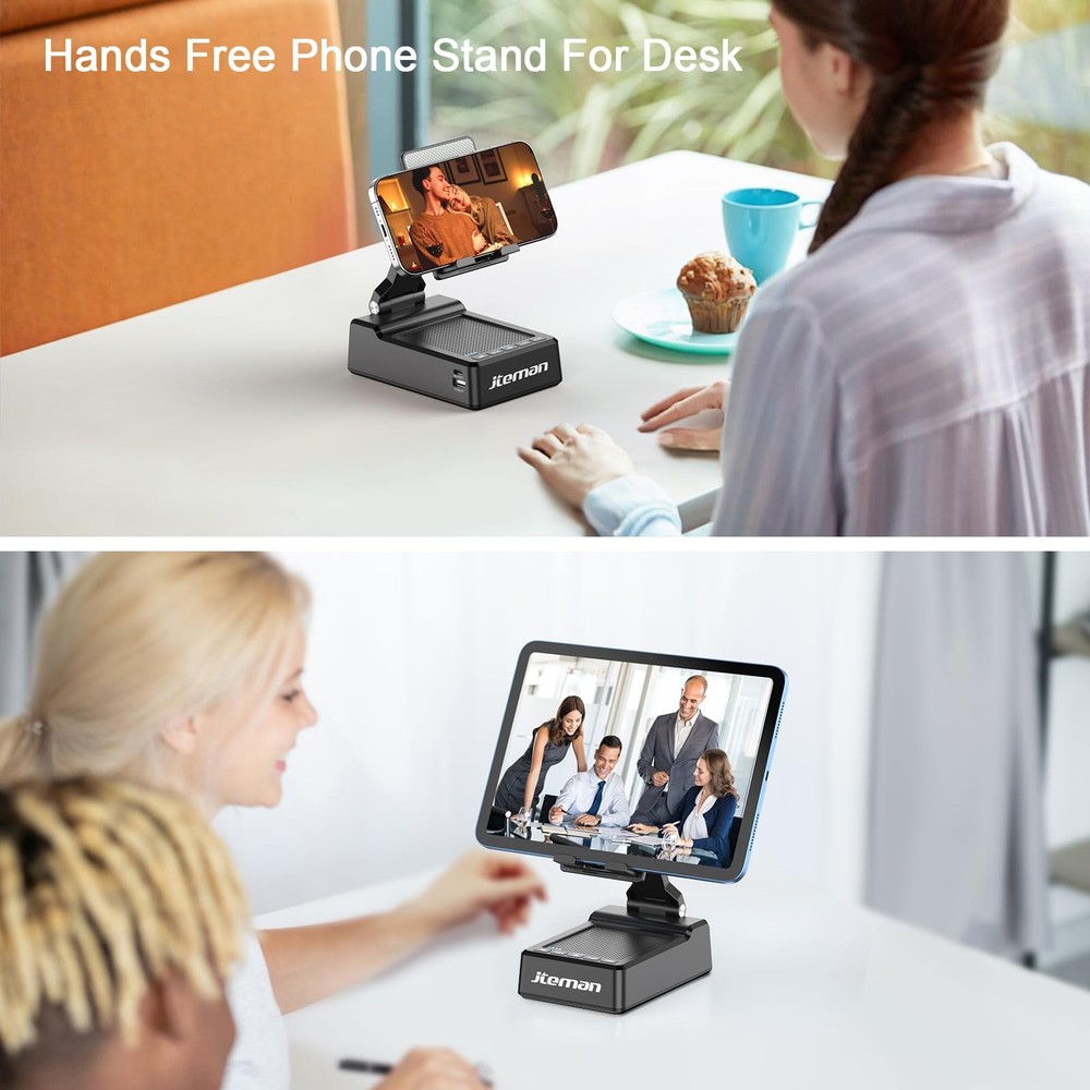 Adjustable Cell Phone Stand With Bluetooth Speaker Charging Function Tech Gift