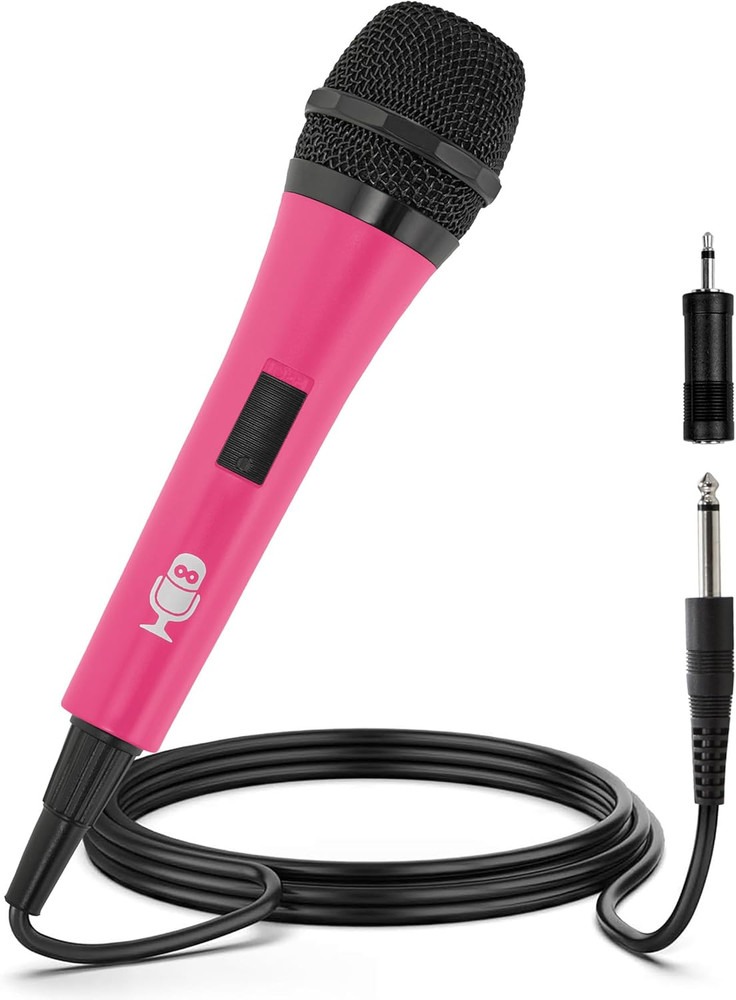 Singing Machine Wired Microphone for Karaoke, (Pink) - Unidirectional Dynamic Vo