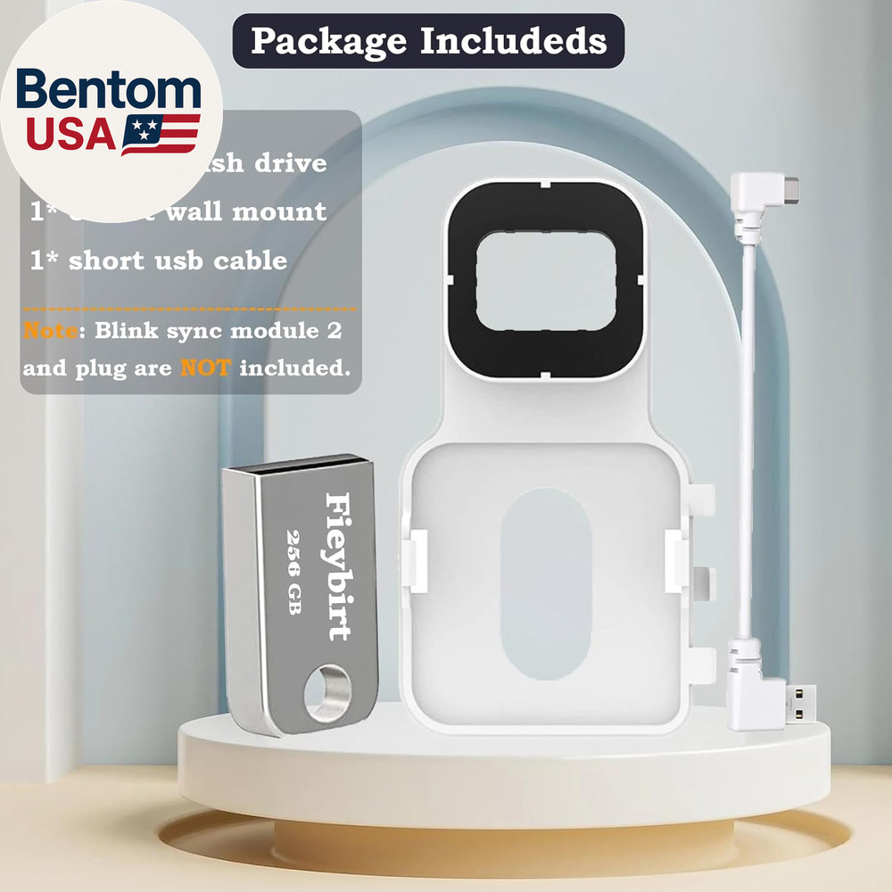 256GB USB Flash Drive & Outlet Mount for Blink Sync Module 2, Space Saving and E