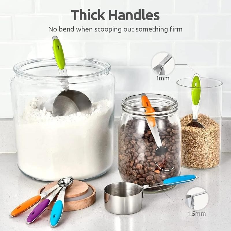 5 Pack-Stainless Steel Measuring Spoons Stackable Set，Measuring Set for Cooking