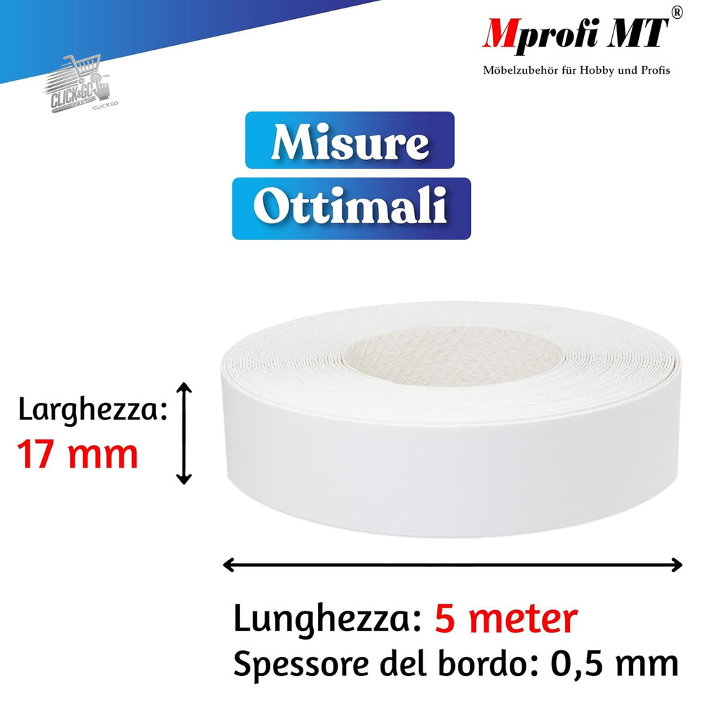 ® - White Effect Edge | 17mm X 5M | Easy to Apply | Mel Kitchen Edge