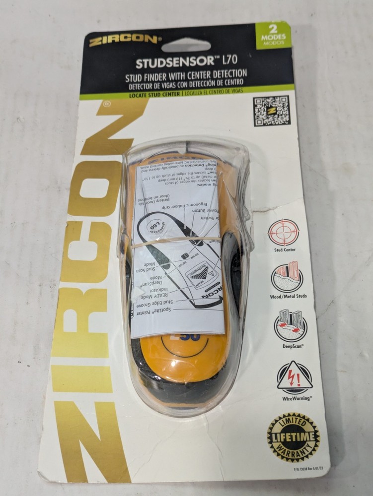 Zircon StudSensor L70 Stud Finder with Center Detection - Tested & Working