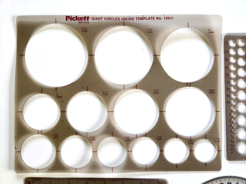 4 Vintage Pickett Inking Drafting Templates General Purpose & Circles