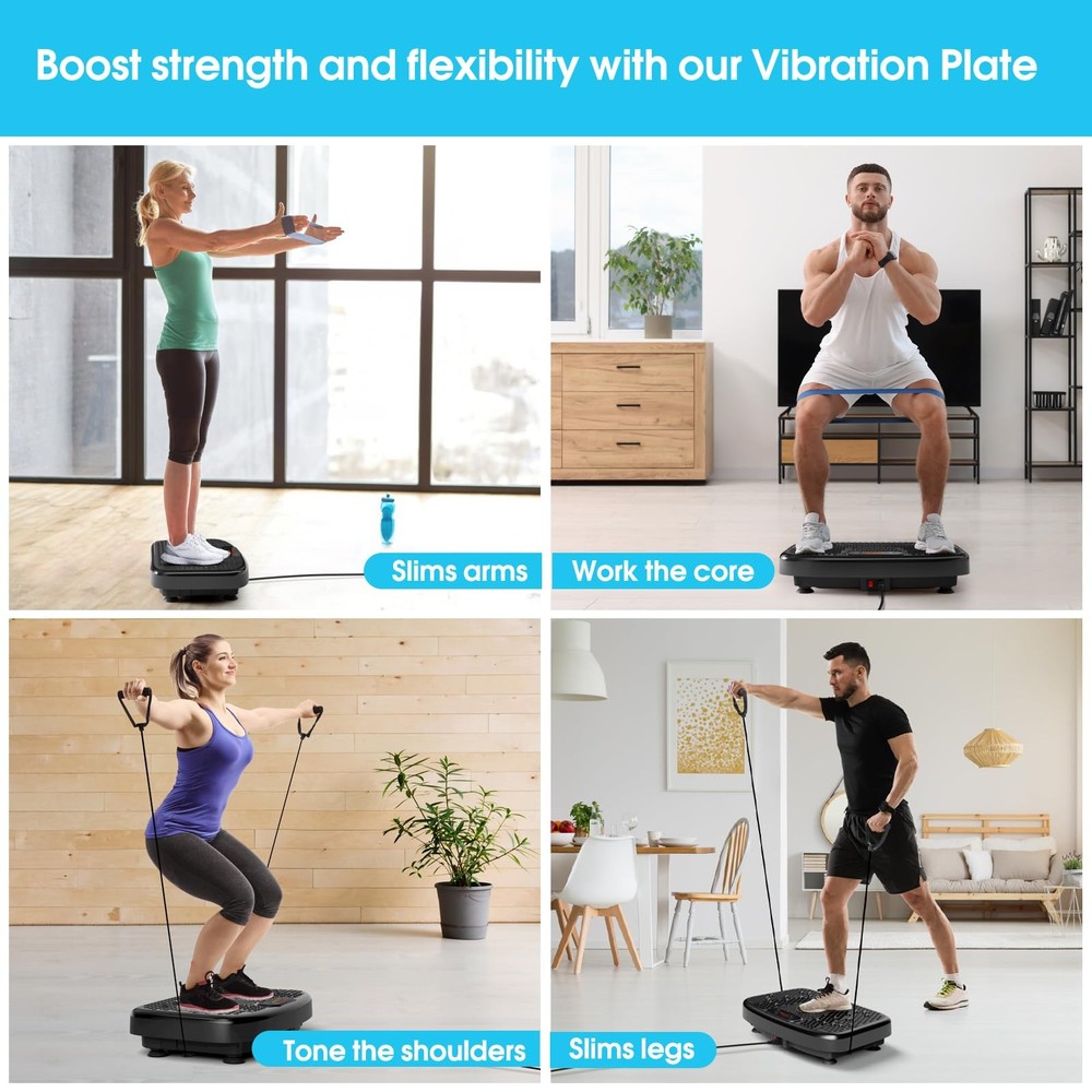 SoftGym Vibration Plate Exercise Machine for Lymphatic Drainage,Power Black