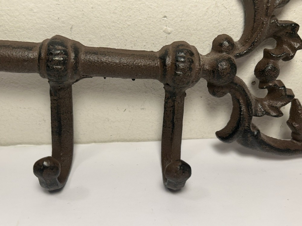 Cast Iron Skeleton Style Key Holder Decorative Wall Mounted Key 3 Hooks 13”