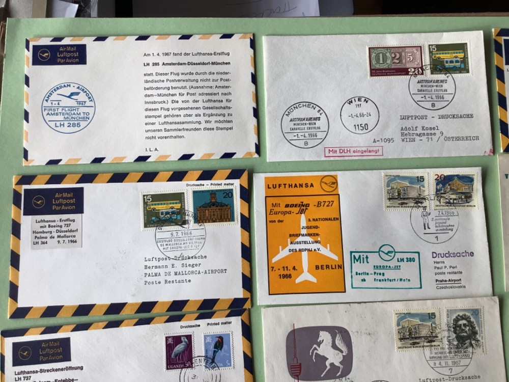 Airmail flight cover mixed world 9 items Ref A1461