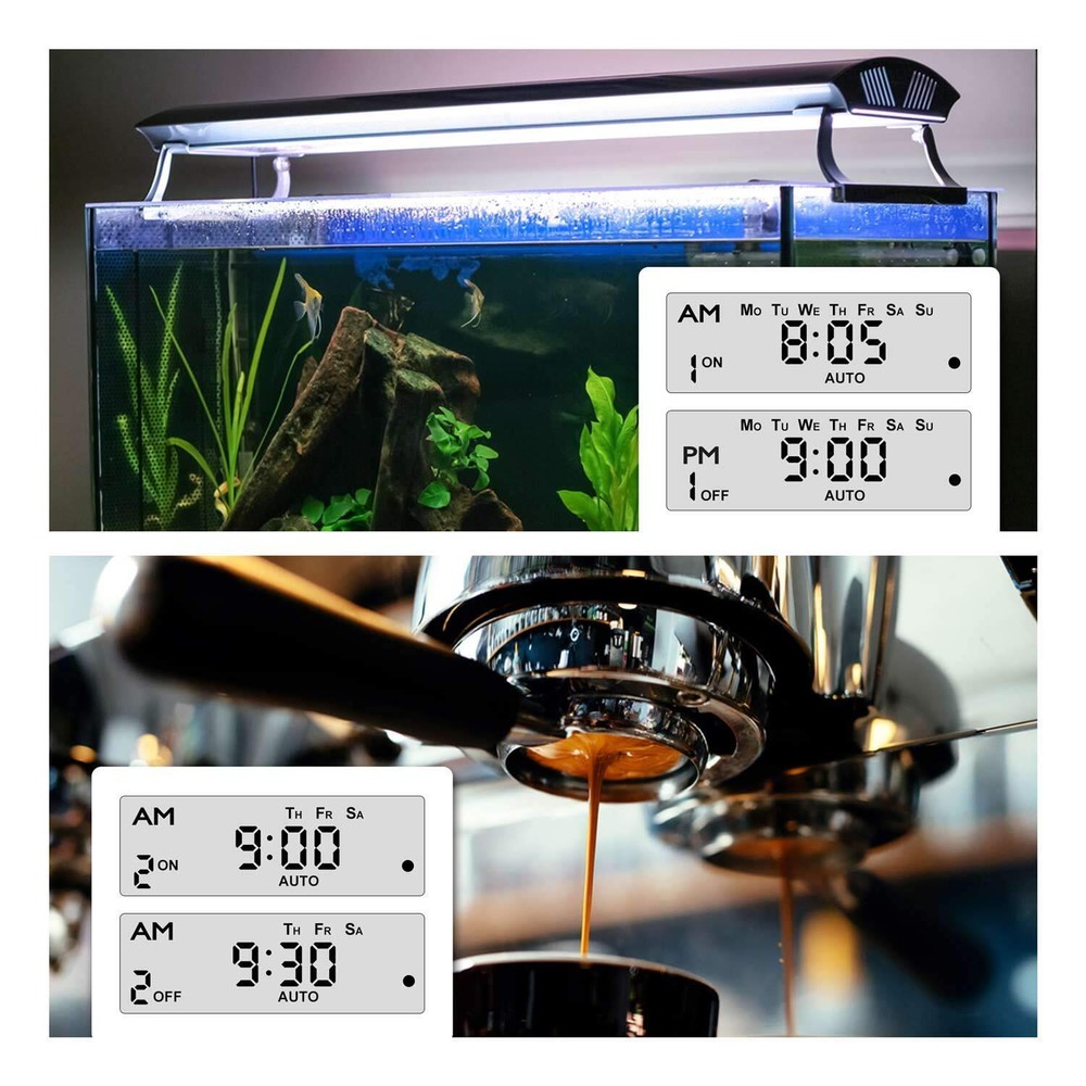 BN-LINK 7Day Heavy Duty Digital LCD Programmable Timer Dual Outlet Plug In Clock