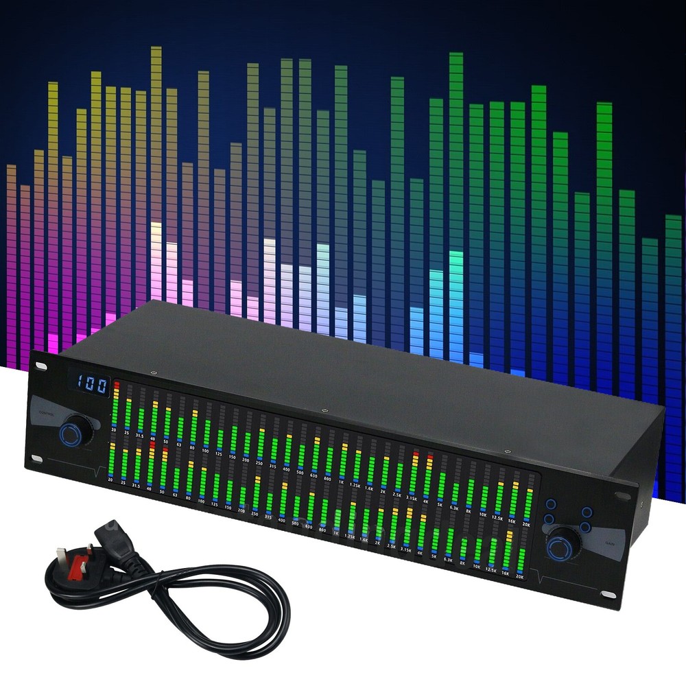Professional Graphics Equalizer Audio Processor Dual 31-Band Spectrum Display Bg