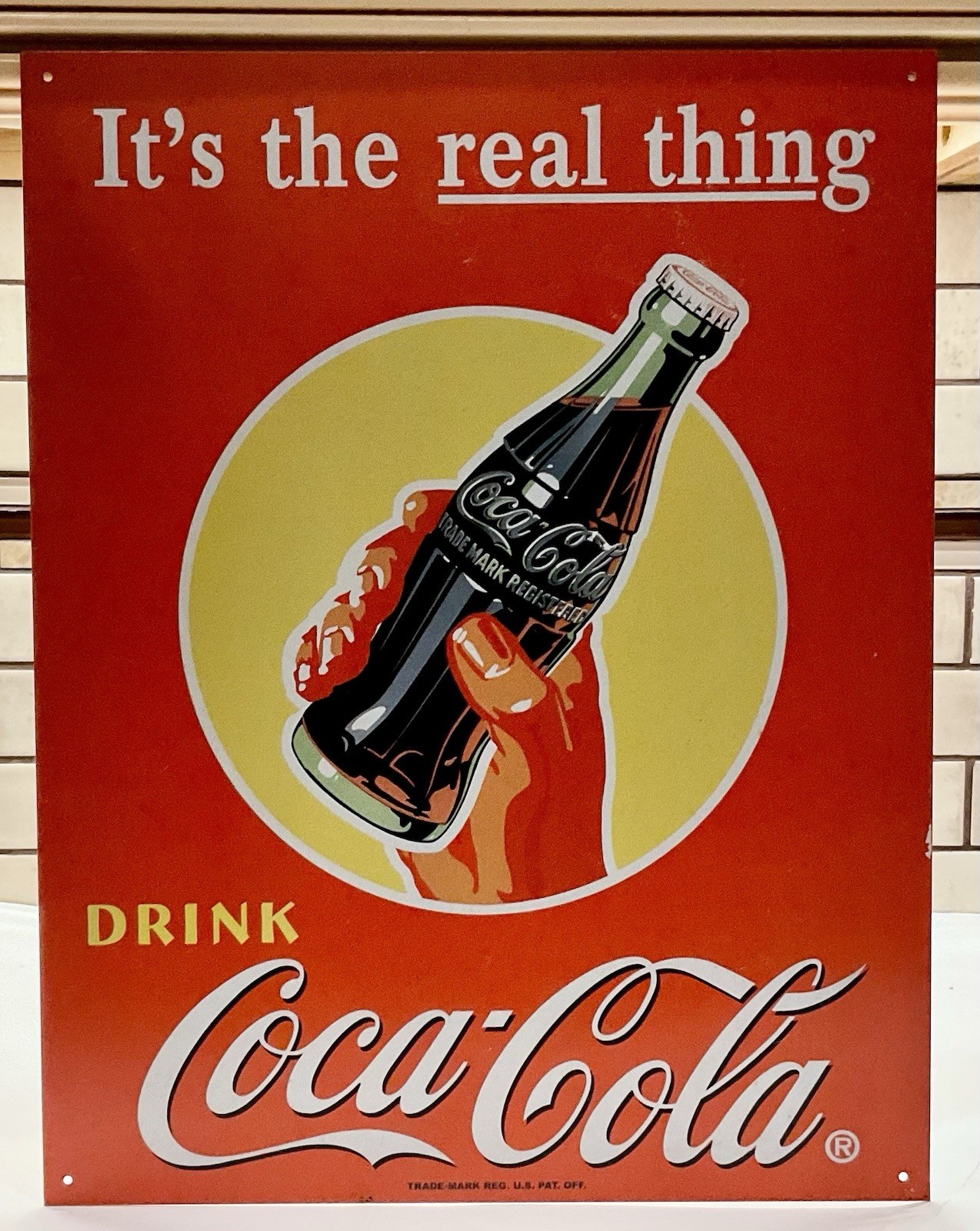 Coca-Cola It's the real thing DRINK Coca-Cola Tin Sign GOOD CONDITION 16X12 1/2"