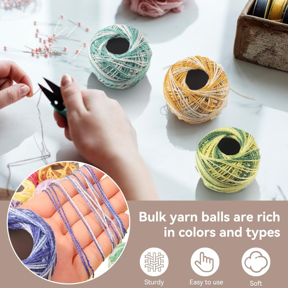 16 Rolls Crochet Thread, Rainbow Colors Cross Stitch Threads Various