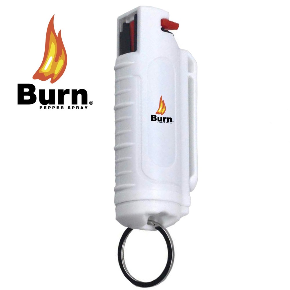 2 Pack BURN Pepper Spray 1/2oz White Molded with Quick Release Keychains OC