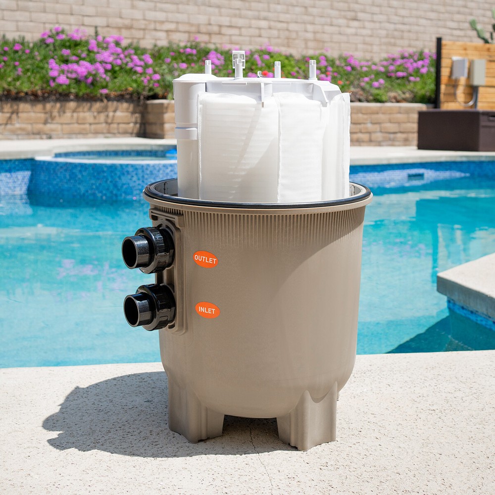 XtremepowerUS DE Pool Filter 48 SQ. FT. Vertical Grid Swimming Pool Fitting Set
