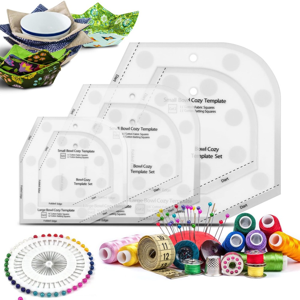 Bowl Cozy Template 3 Sizes, Pattern Cutting 3PCS, White