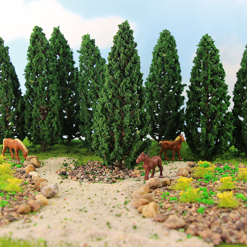 10pcs Model Pine Trees 1:25 Green For O G Scale Railway Layout 16cm S16060