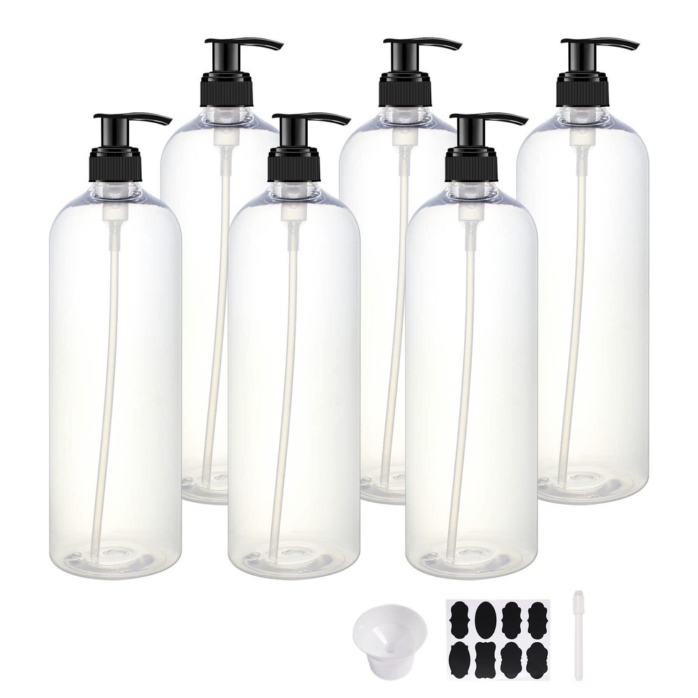 6 Pack 32oz Empty Pump Bottles Refillable Containers for Liquid Soap Shampoo