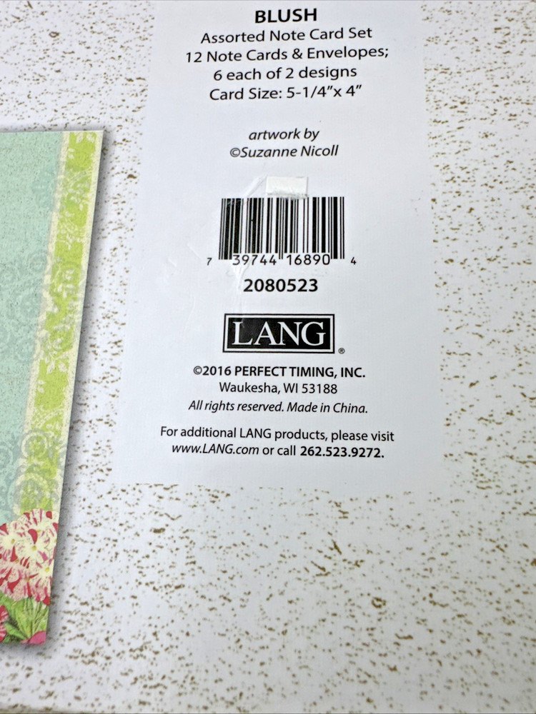 Lang Blush Notecard Set 12 Count w/Envelopes NEW Multicolor