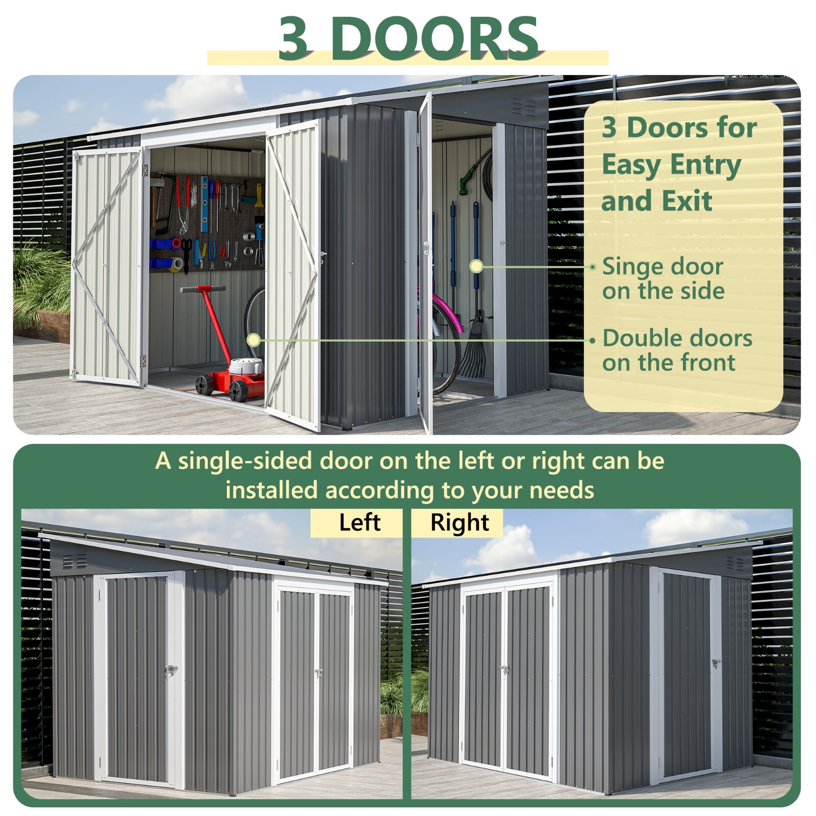 8'x6' Metal Outdoor Storage Shed Garden Tool Shed with Floor Kit