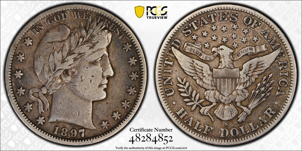 PCGS VF-20! 1897-S BARBER HALF