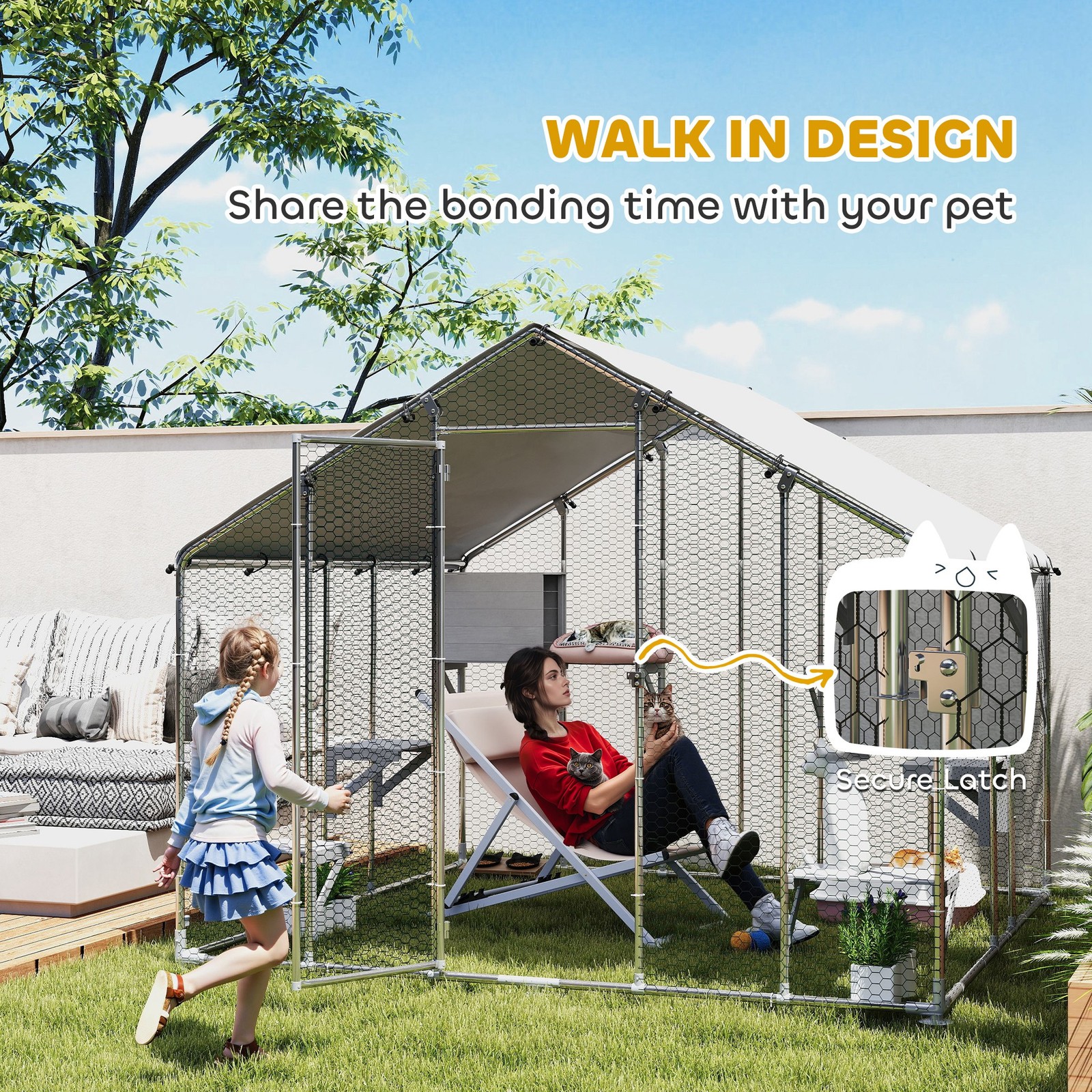 PawHut 94.5" Extra Large Catio Outdoor Cat Enclosure Waterproof Cover UV Protect