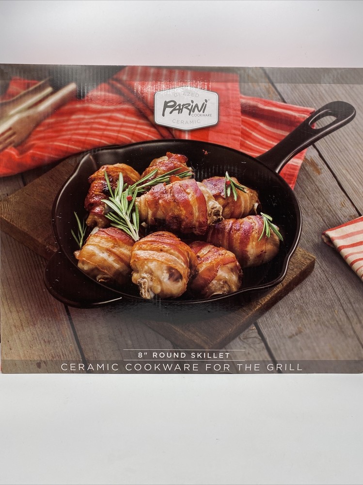 Parini Glazed Ceramic 8” Round Skillet Cookware For Grill