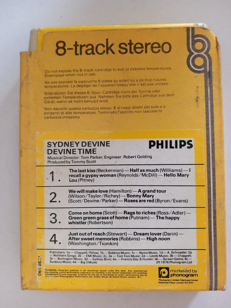 Sydney Devine Devine Time 8 Track Tape Cartridge [NOT SERVICED / UNTESTED]