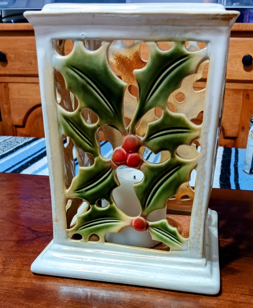 Holly Ceramic Large Candle Holder