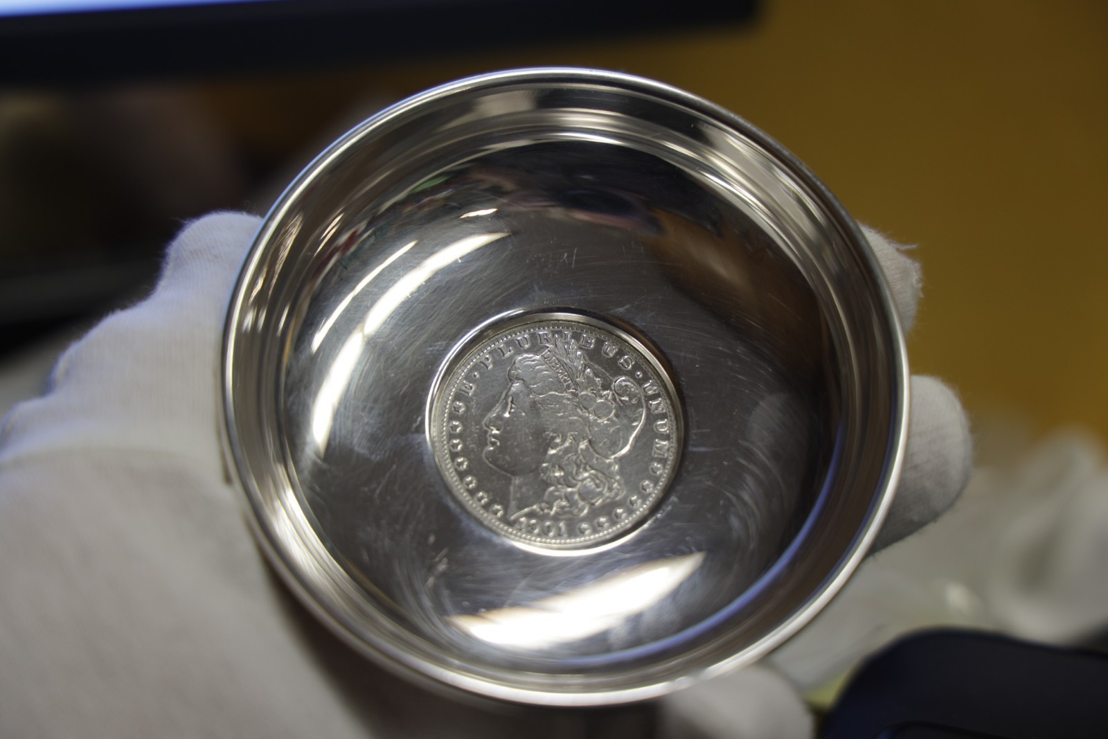 Antique Baldwin & Miller B&M 1901 S Morgan $1Sterling Bowl/Trinket Dish #762