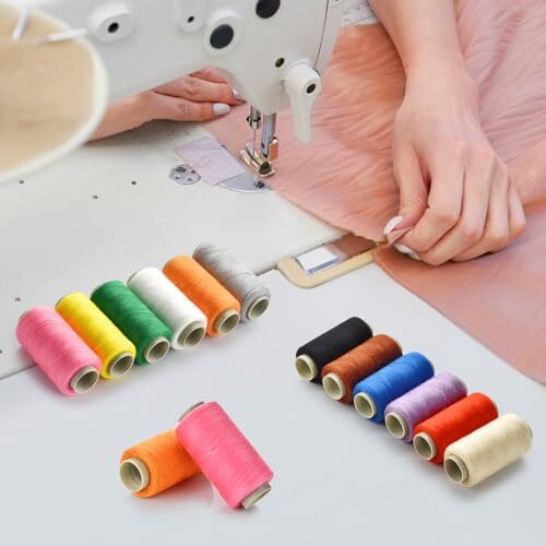 12 Color Sewing Thread, 350 Yards Per Thread Spools, Prewound Bobbins Sewing