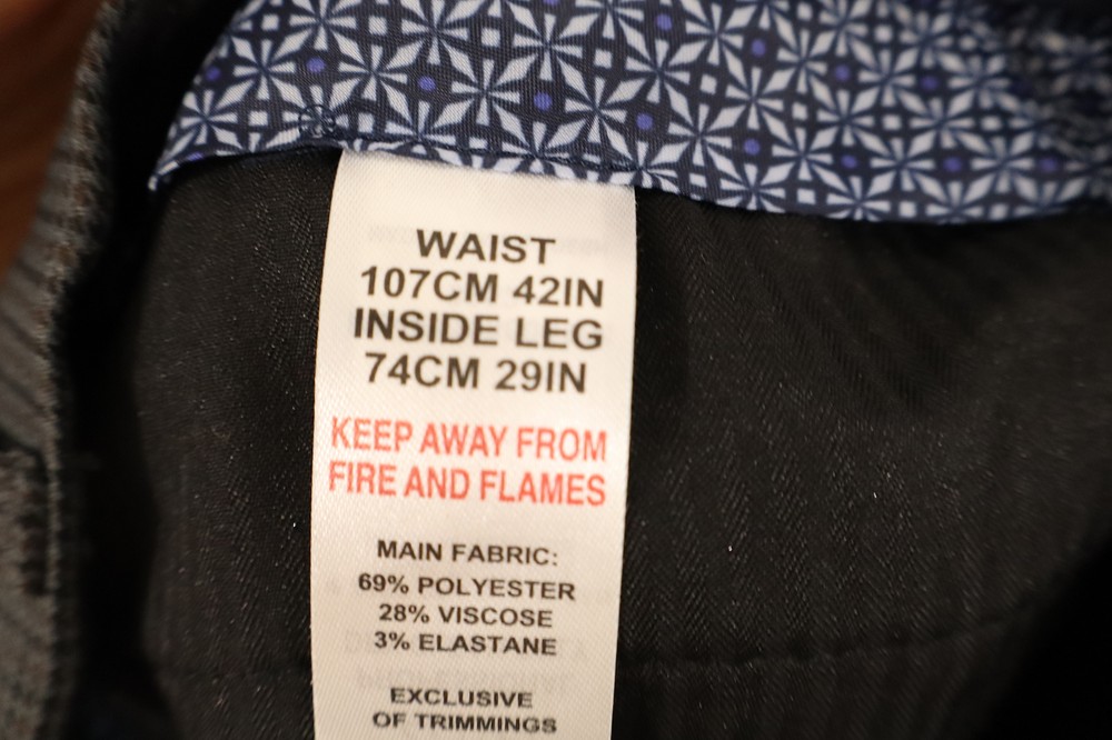 Taylor & Wright Tailored Check Suit 42L 42W Dark Grey
