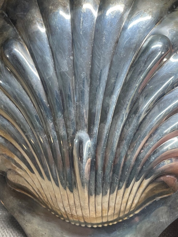 Shell Shape Dish English Silver on Copper Dish marked adn has design see pics