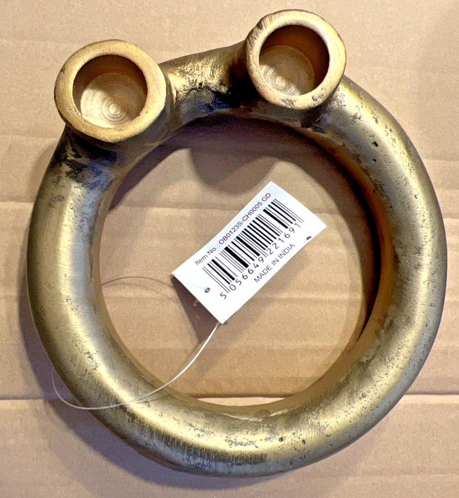 Ring Double Candle Holder - Aged - Gold [A]