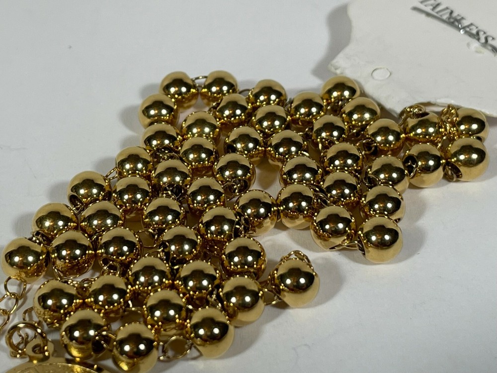 St. Benedict Catholic Rosary Gold Plated Stainless Steel Ball Bearing 5 Decade