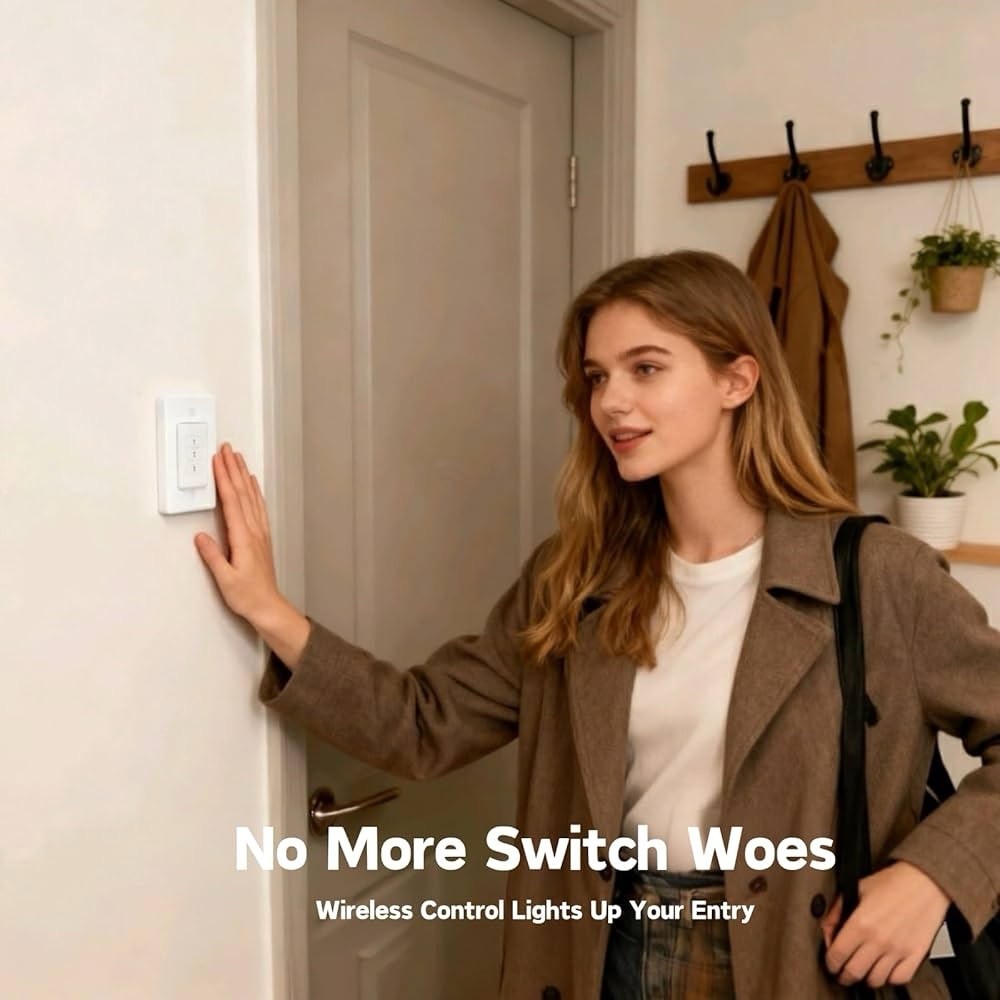 656ft Wireless Wall-Switch: Remote Control Outlet 3 Pack 1Remote for 3 Plugs