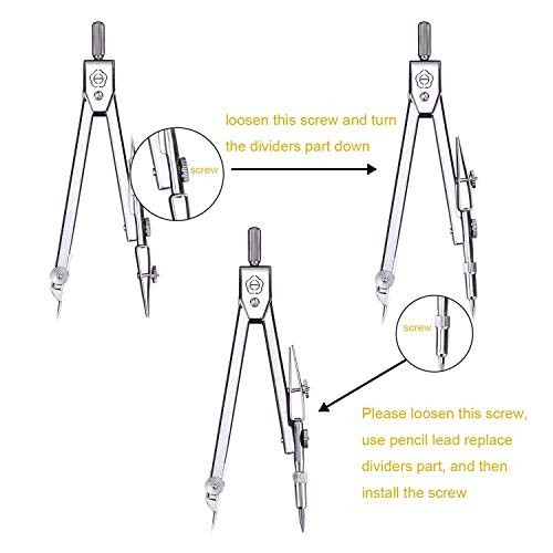 Geometry Math Set - Drawing Compass & 6 Inch Protractor for Students, Precision