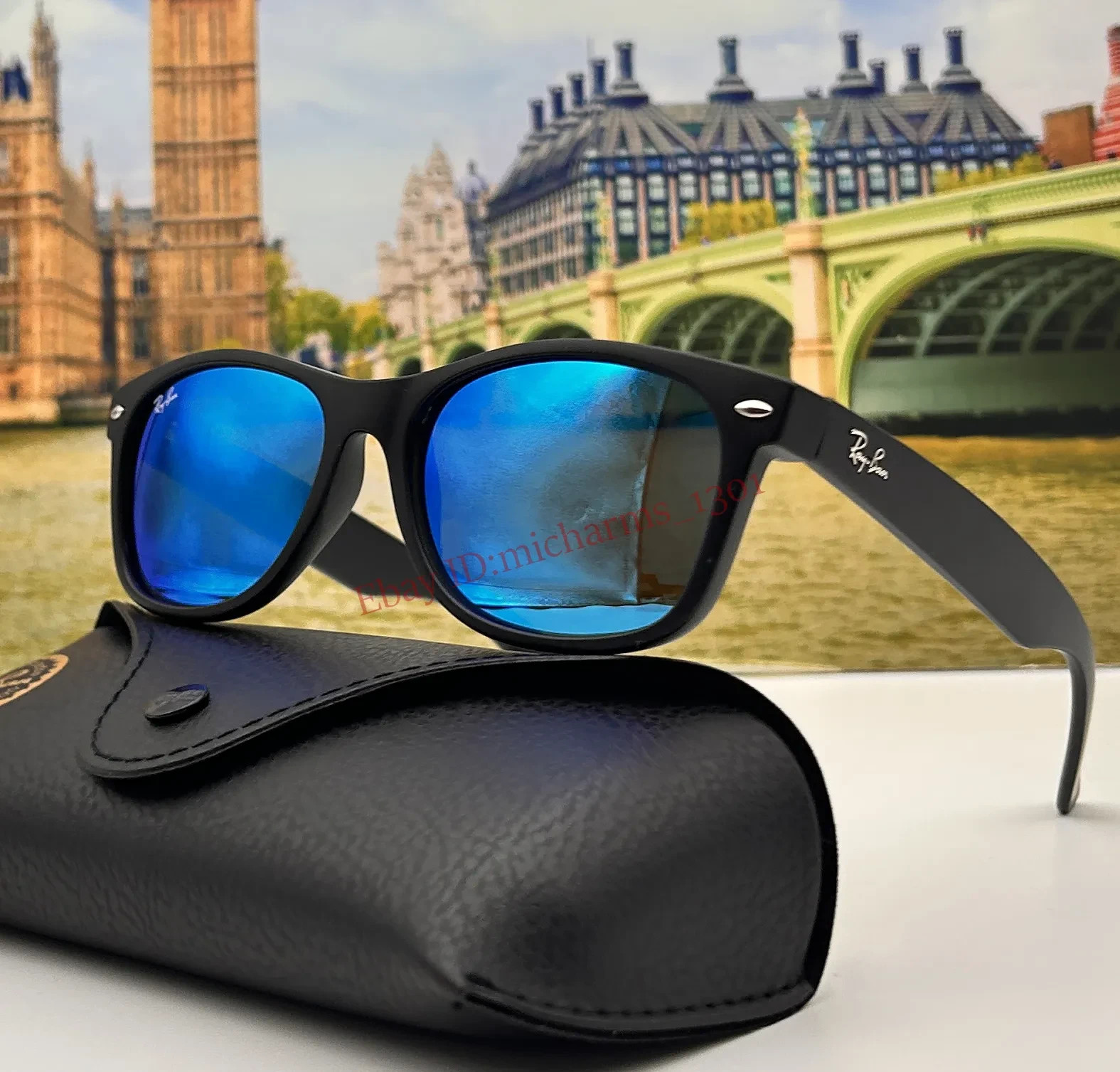 Ray-Ban Wayfarer FLASH Rb2132 Lens Blue Flash 622/17 Sunglasses 55mm