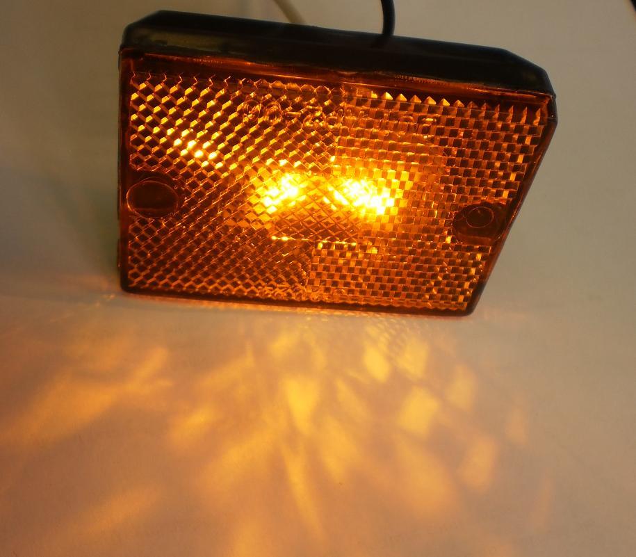 TWO-2 LED Amber Marker Clearance Light Reflective 2x2 3/4" square stud trailer