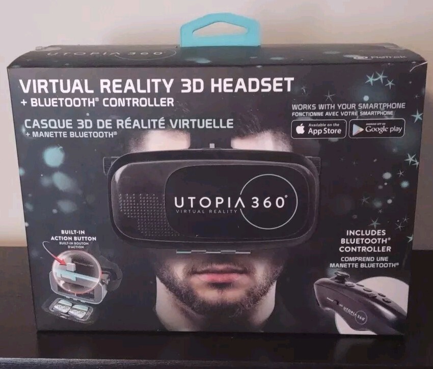 Utopia 360 Virtual Reality 3D Headset + Bluetooth Controller Retrak