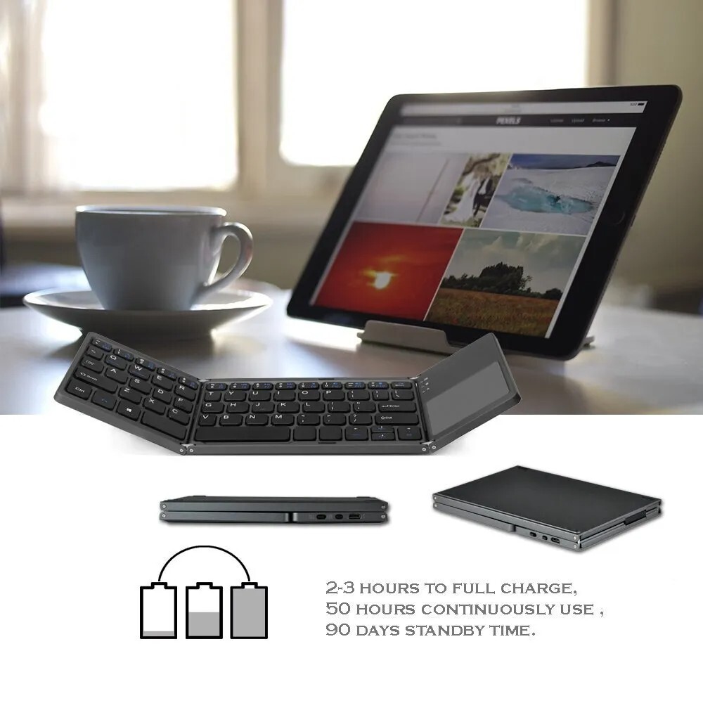 Mini Folding Wireless Bluetooth Keyboard With Touchpad for Laptop Tablet Phone
