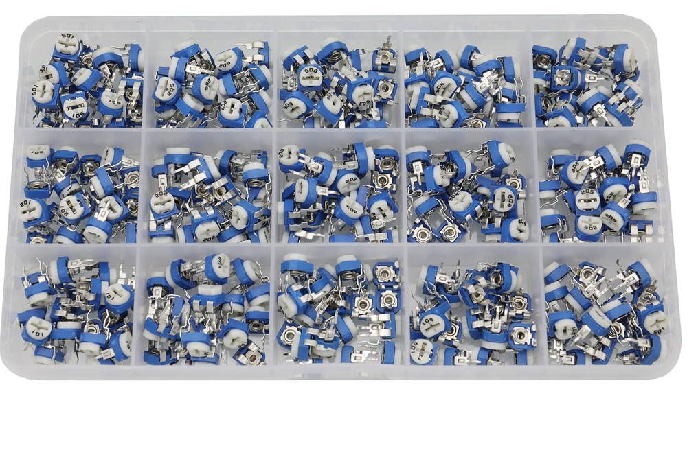 300Pcs 15 Value 100 ohm- 2M ohm Trim pots Variable Resistor 6mm Potentiometer...