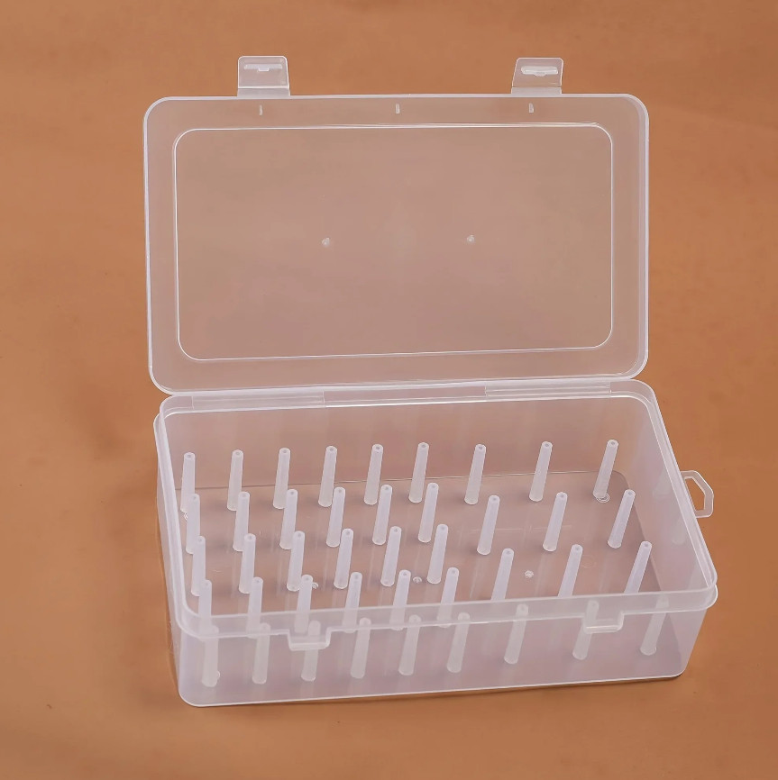 1pc 42-Roll Sewing Thread Storage Box Transparent Portable Organizer - NEW