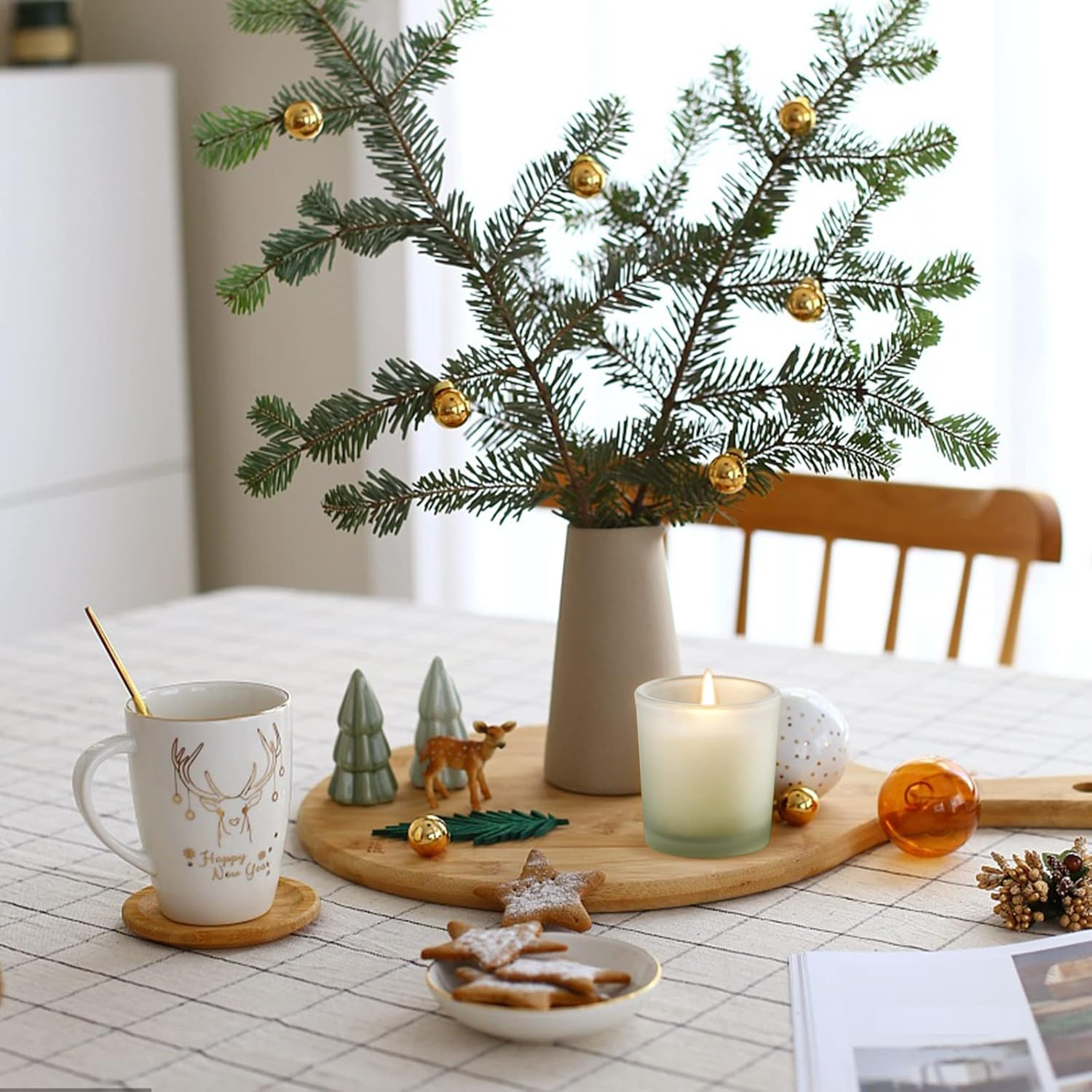 12 Pack Glass Candle Jars-10Oz Frosted Empty Candle Jars with Bamboo Lids and St