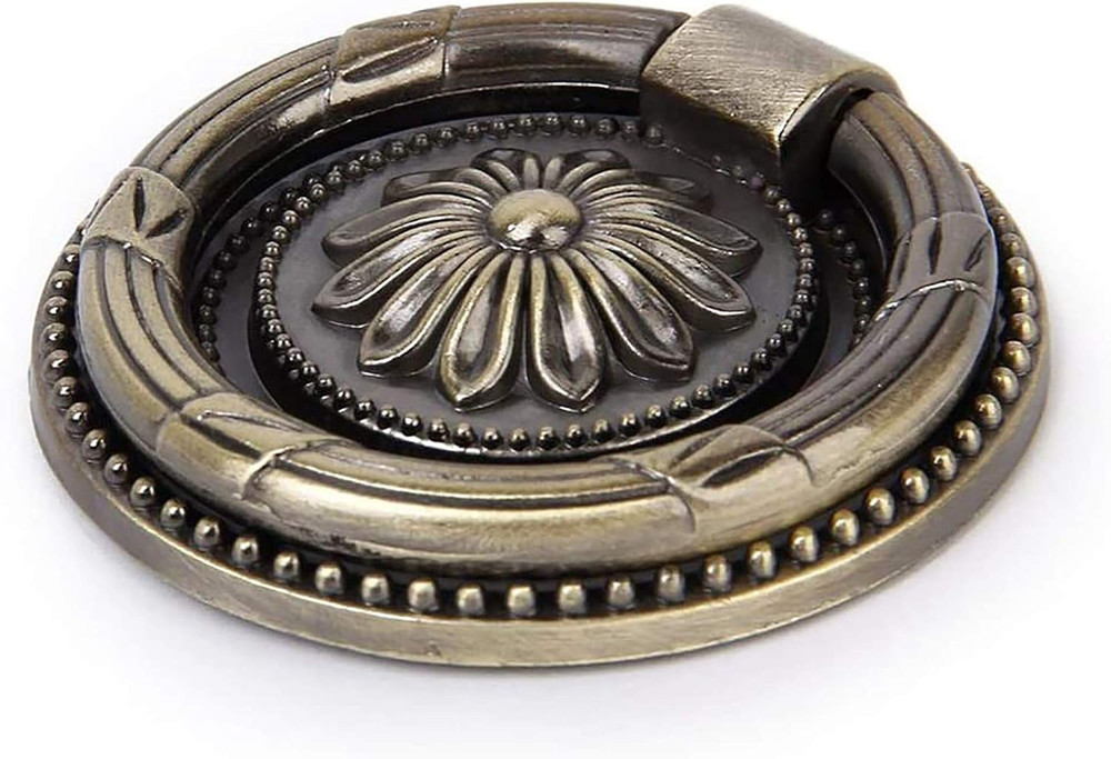 6 Pack Antique Bronze Drawer Pulls 1.77" Round Ring Handles Cabinet Knobs