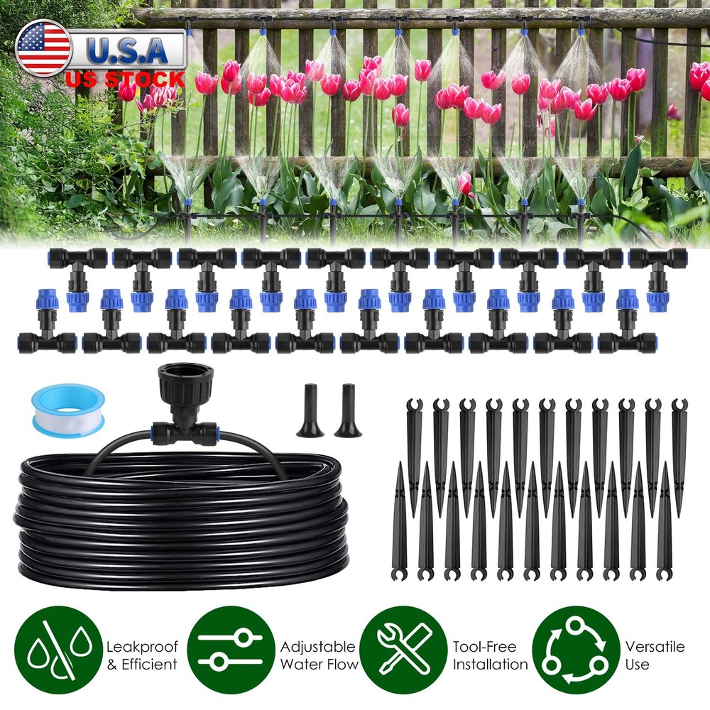75FT Mist Drip Irrigation System Garden Lawn Flower Automatic Watering System US