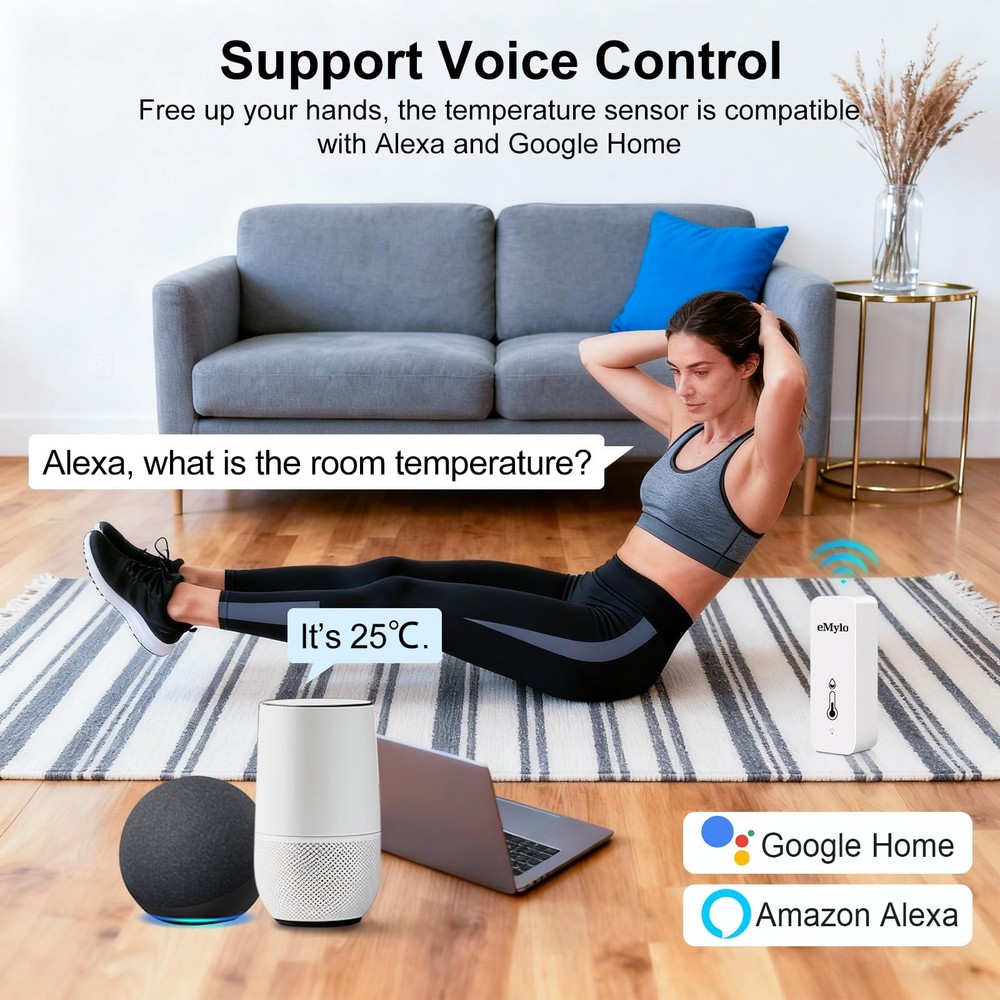 WiFi Temperature Humidity Sensor, Wireless Indoor Thermometer White