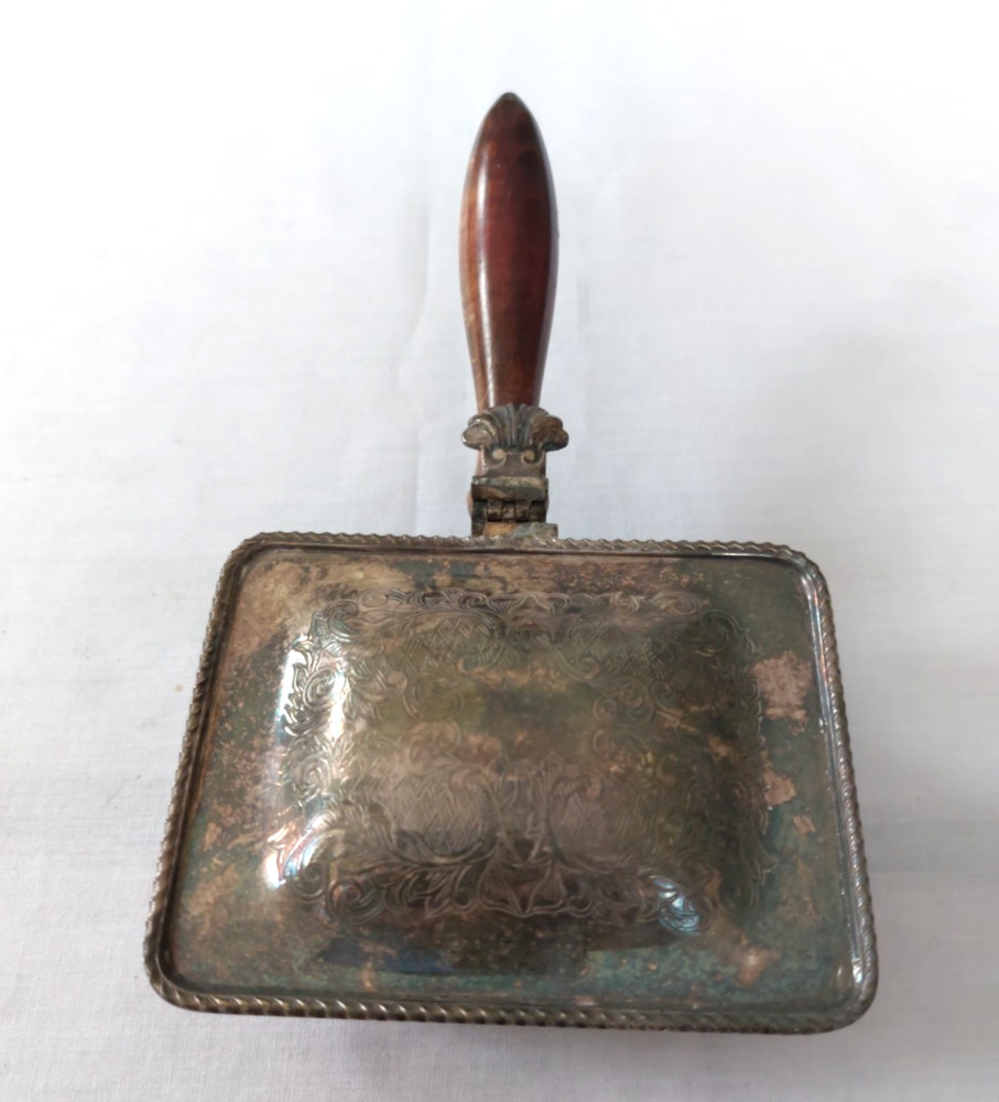 Vintage Silver Plate Crumb Tray Box Silent Butler Dinner Table Etched Hallmark