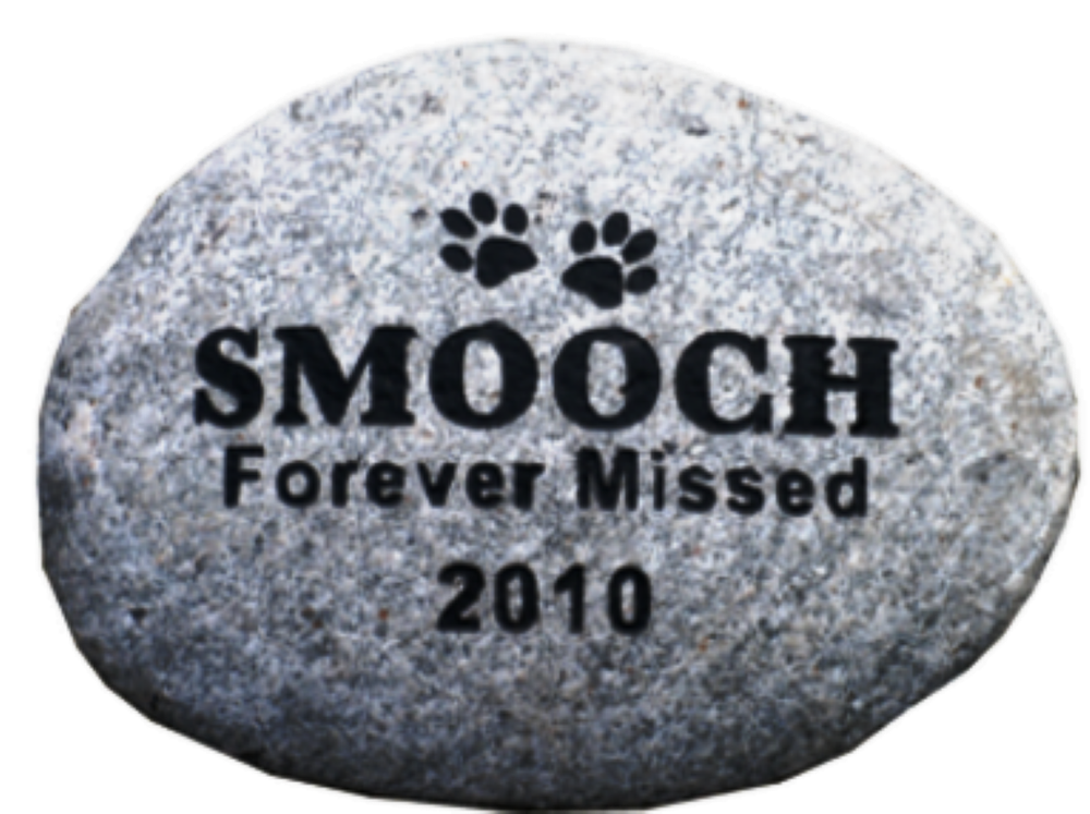 pet memorial grave marker -10" personalized - custom engraved - river rocks