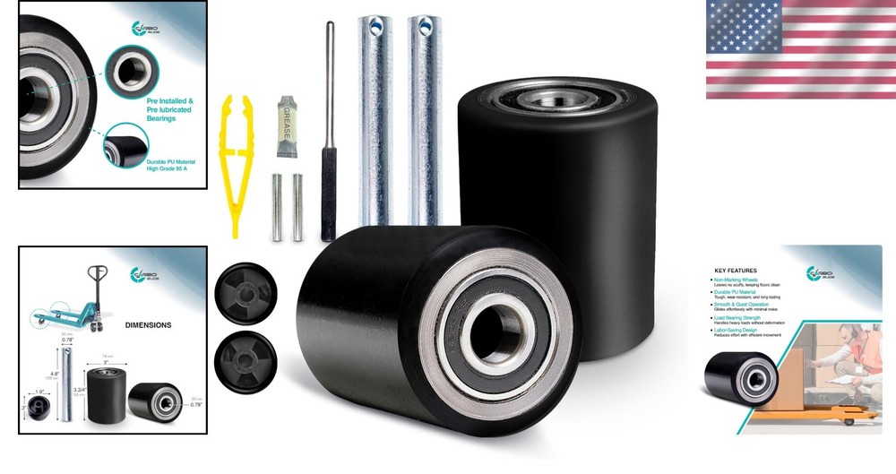 Heavy-Duty Pallet Jack Replacement Wheels Set