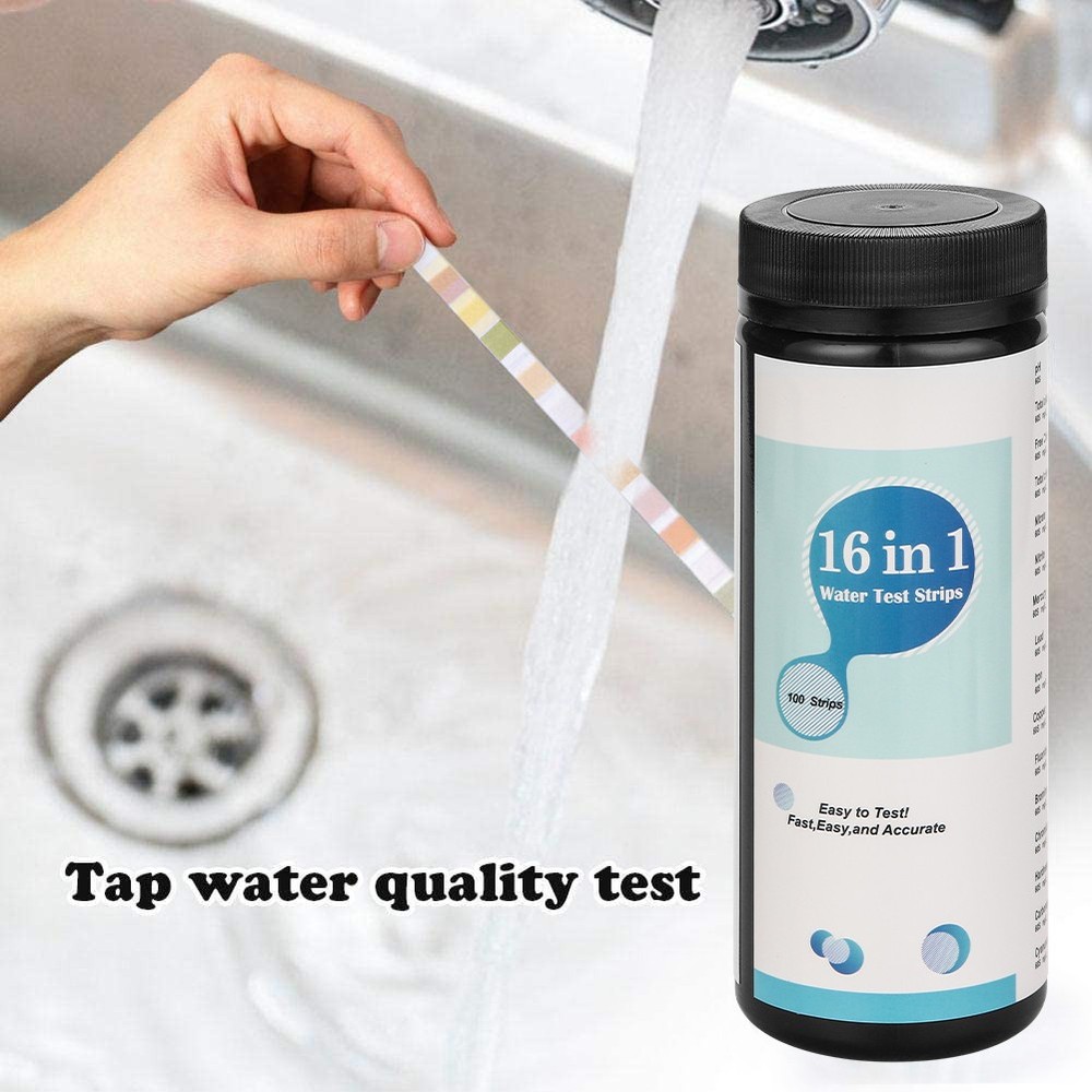16-in-1 Pool Spa Aquarium Water Test Strips, Fast pH & Hardness Testing Kit 100