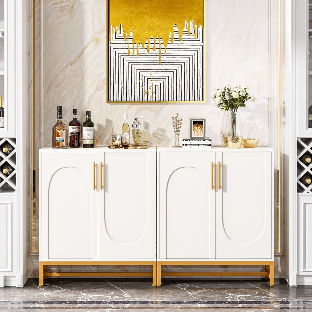 Sideboard Buffet Cabinet with Storage, Modern 4 Doors Buffets Sideboard Kitchen
